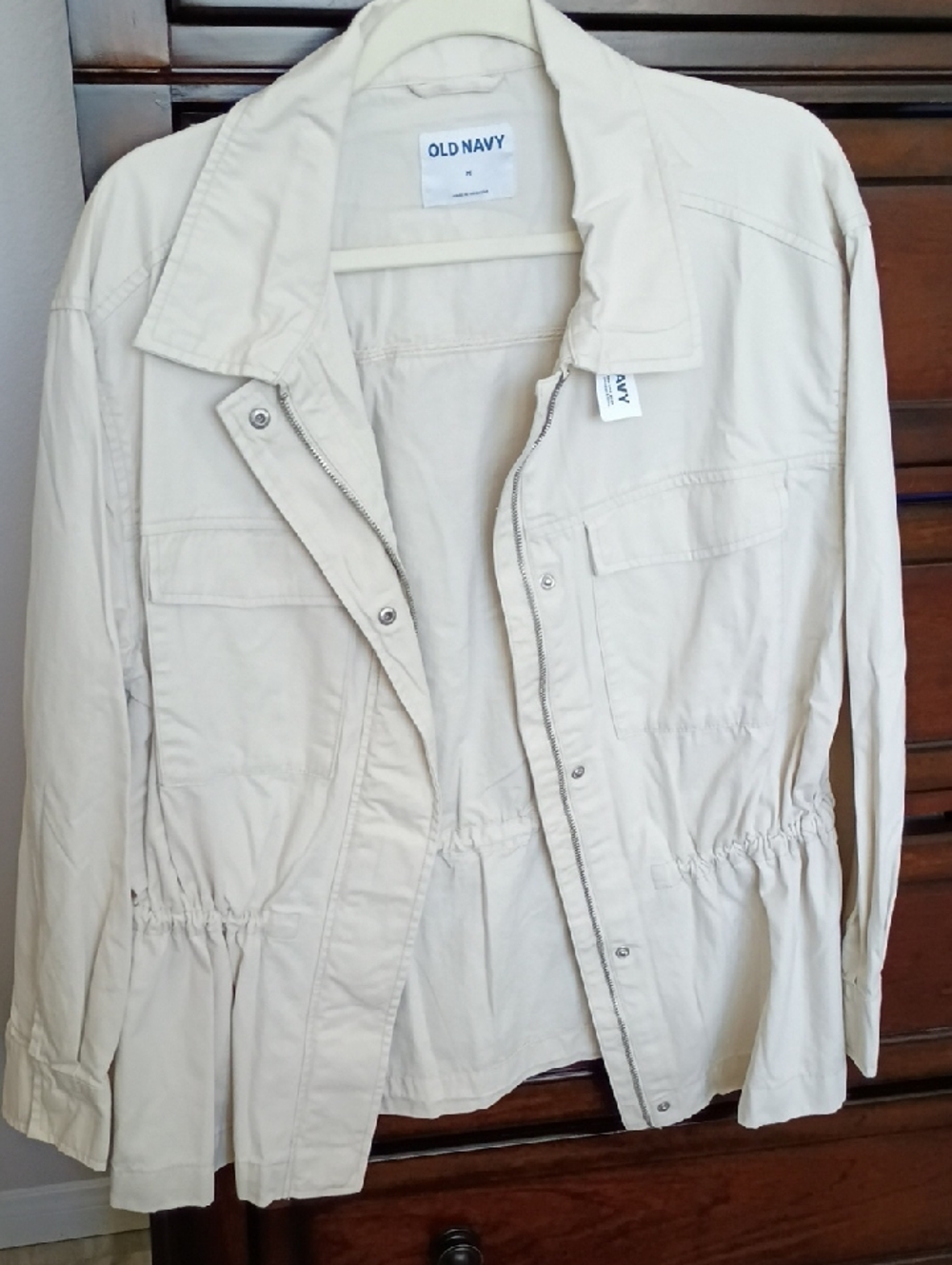 Old Navy Beige Utility Jacket with Elastic Waist